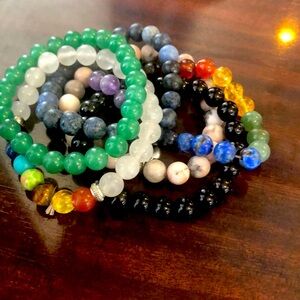 Chakra bracelets! Jade, Onyx, Rose Quartz, etc. Worth over $300